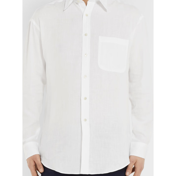 ANDERSON & SHEPPARD Linen White button Shirt - Picture 4 of 6